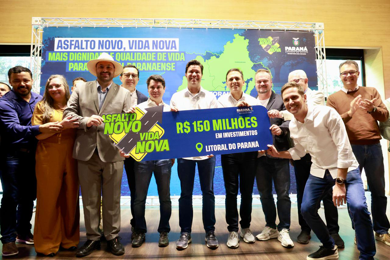 Estado do Paraná anuncia R$ 150 milhões em pavimentação nos sete municípios do Litoral